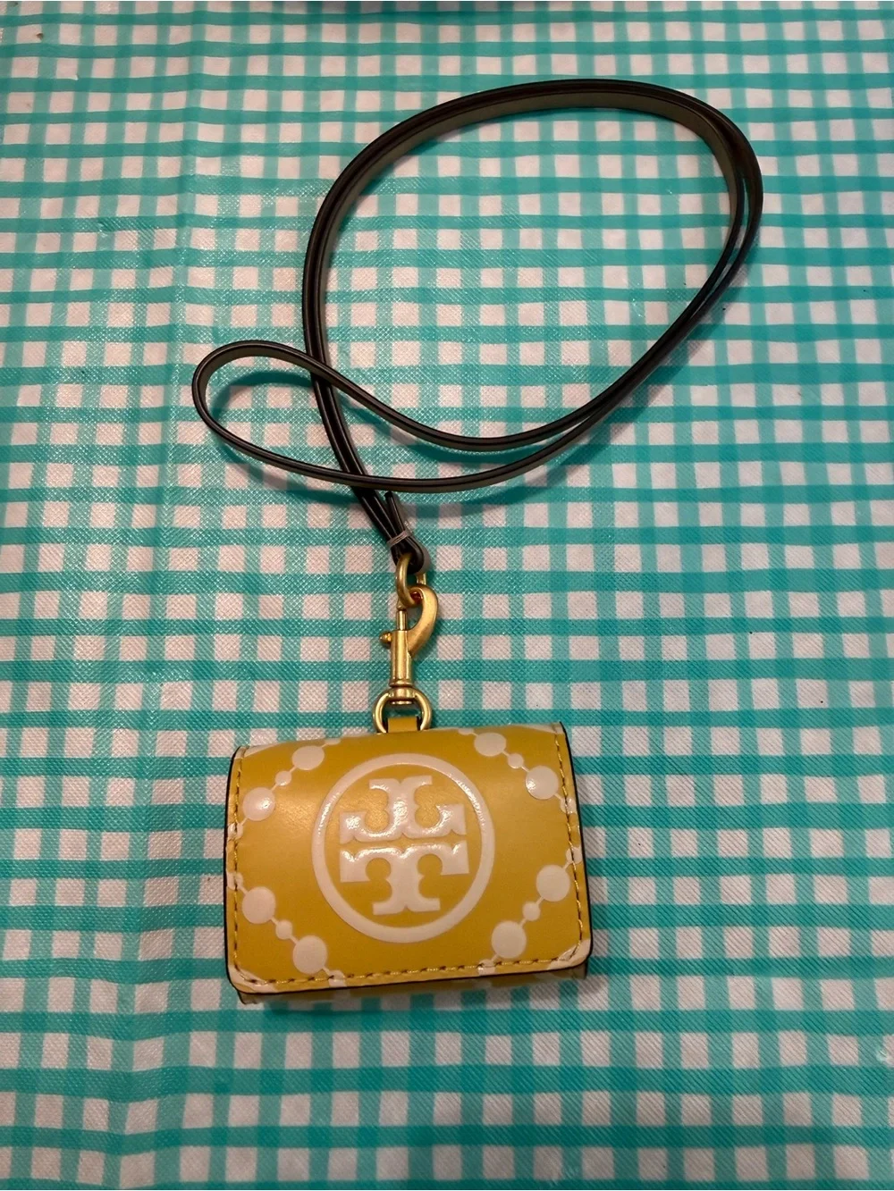 Tory Burch Yellow Logo Crossbody AirPods / Earbud Case